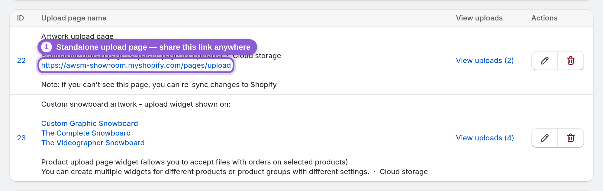 Keep the "upload link" pattern with the standalone page — s-link[target="_blank"] highlighted